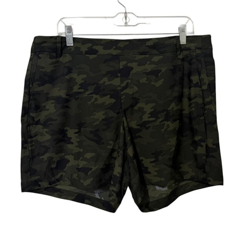 Spanx Green Camo Sunshine Stretch Nylon Fast‎ Dry Active Shorts Womens XL